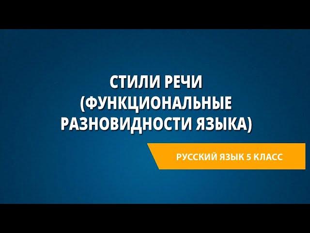 Стили речи (функциональные разновидности языка)