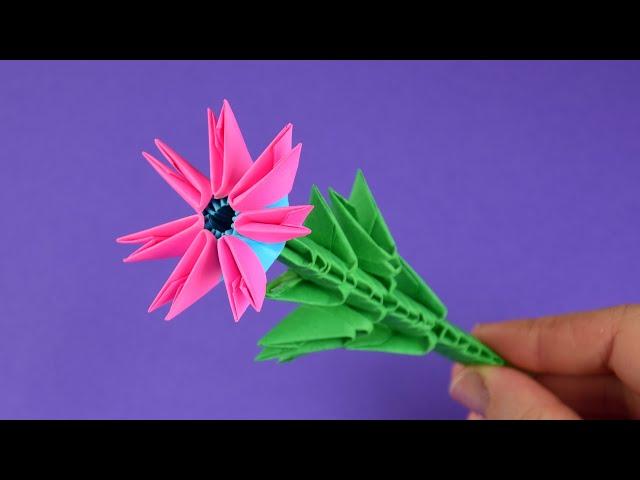 How to make a paper flower  3D Origami for beginners  DIY