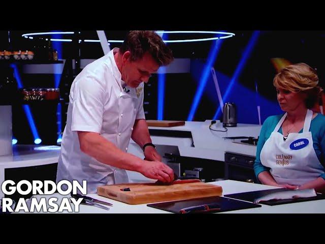 How to Fillet a Salmon Into 10 Equal Pieces | Gordon Ramsay