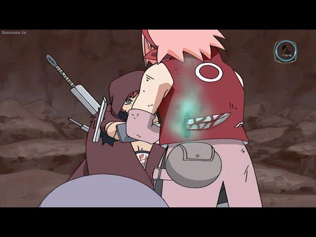 Sakura was fatally stabbed by Sasori in the stomach