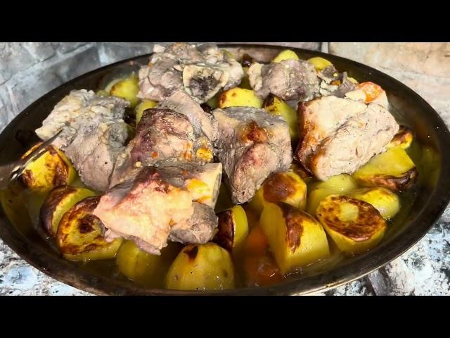 Whole lamb  on the charcoal in Bakina kuca Tenja, Croatia