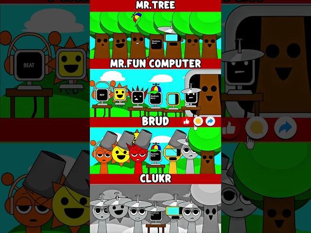 Mr.Tree vs Mr.Fun Computer vs Brud vs Clukr Incredibox Sprunki Mix Version