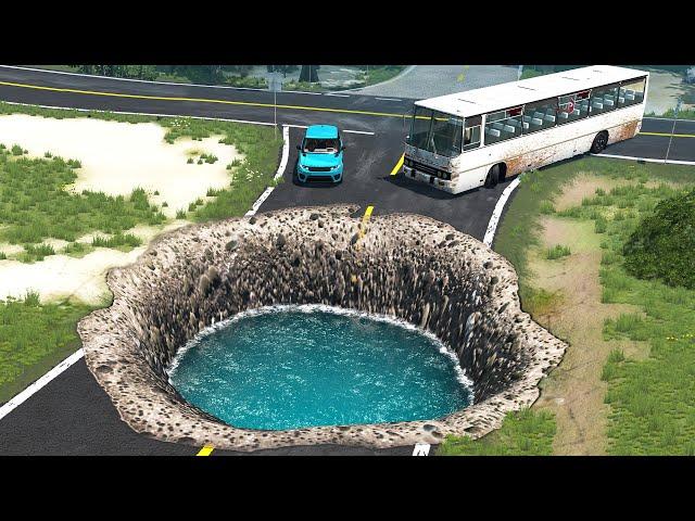 Cars vs Giant Pit (Crater) - BeamNG Drive -  Long Video SPECIAL