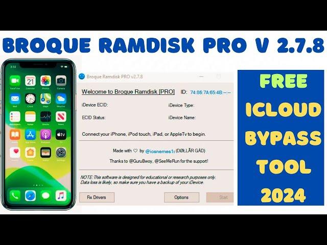 New Broque Ramdisk PRO Tool 2024: Bypass Passcode & Hello Screen for iOS 9-17 FREE!