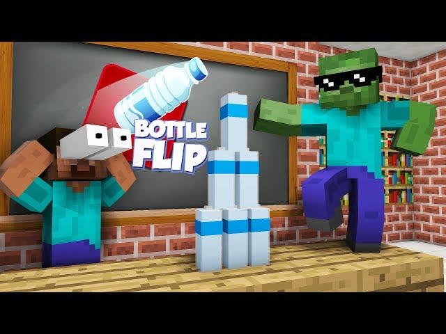 Monster School : BOTTLE FLIP CHALLENGE - Minecraft Animation