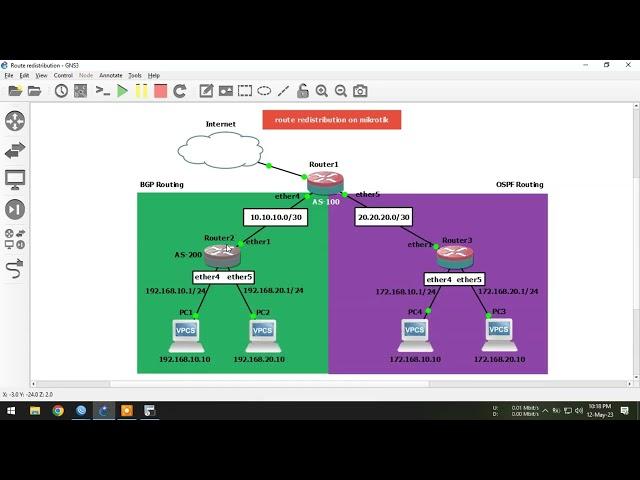 Route redistribution configuration on mikrotik