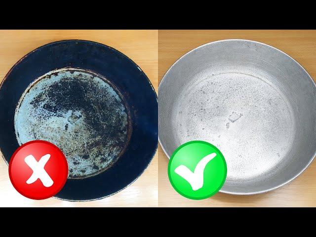 CLEANING THE PAN TO A SHINE - EASIER! A penny super tool! PAN FROM SCRAP METAL.