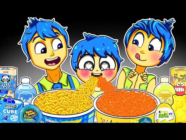 Joy Family - Inside Out 2 Convenience Store Blue Yellow Food Mukbang Animation | ASMR