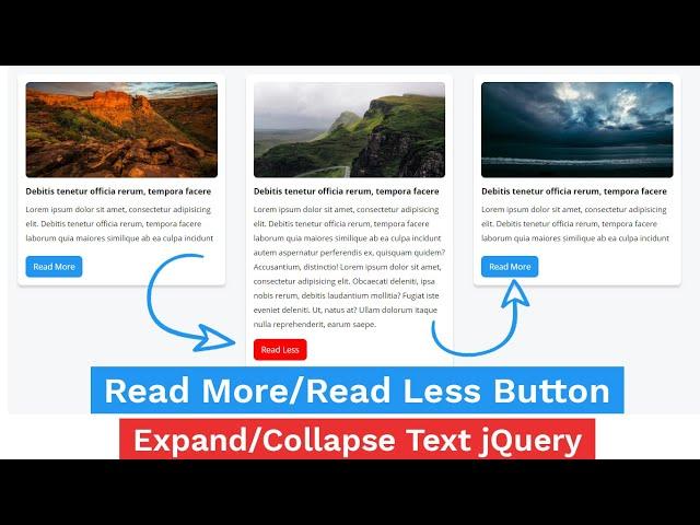 Read More/Read Less Button Using jQuery | How To Replace Text | Expand & Collapse Text