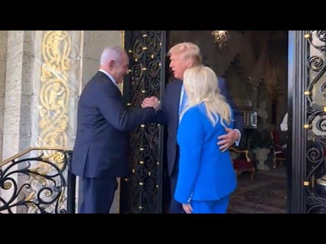 VIDEO: Donald Trump greets Israeli Prime Minister Benjamin Netanyahu