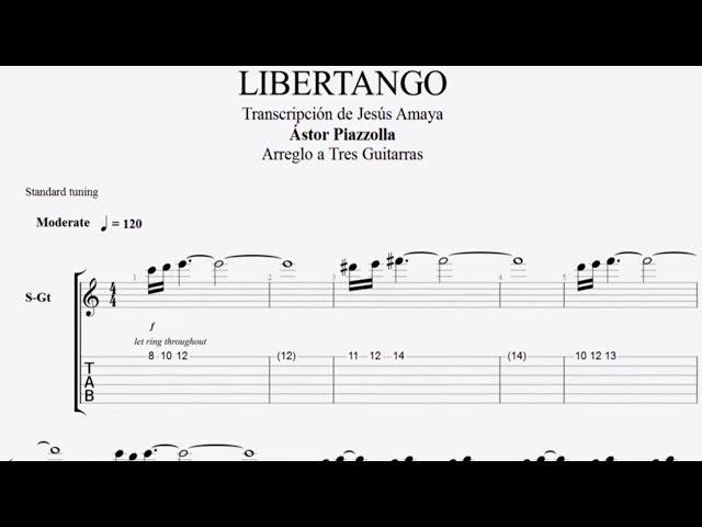 Tablatura Piazzolla Guitarra: Libertango a Tres Guitarras...