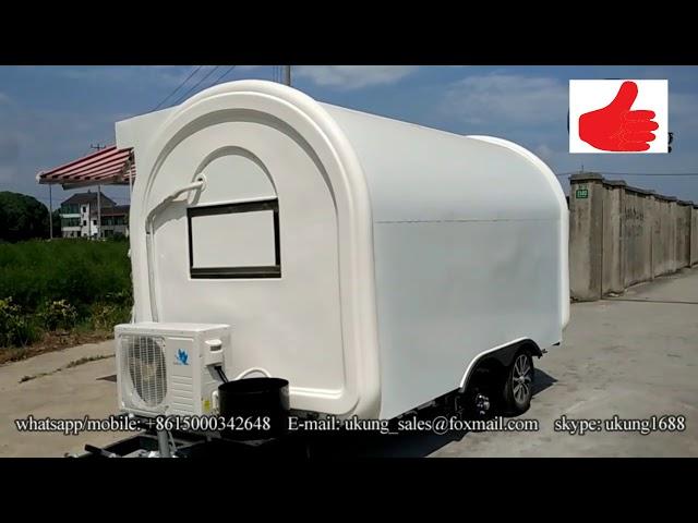 design New food truck with four sliding glass window service pulled SUV or by sedan car video China