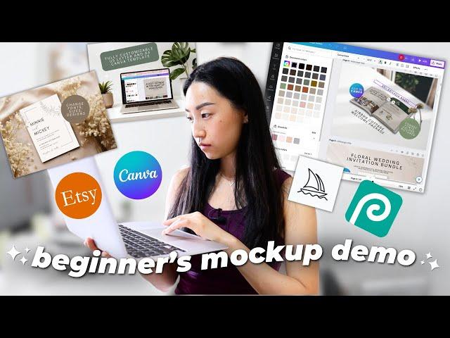 How to Create Beautiful Mockups & Listing Photos for Etsy Digital Products FULL DEMO  no photoshop