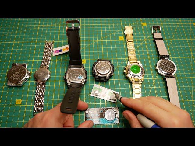 How to replace the battery in a wristwatch - open all types of covers...