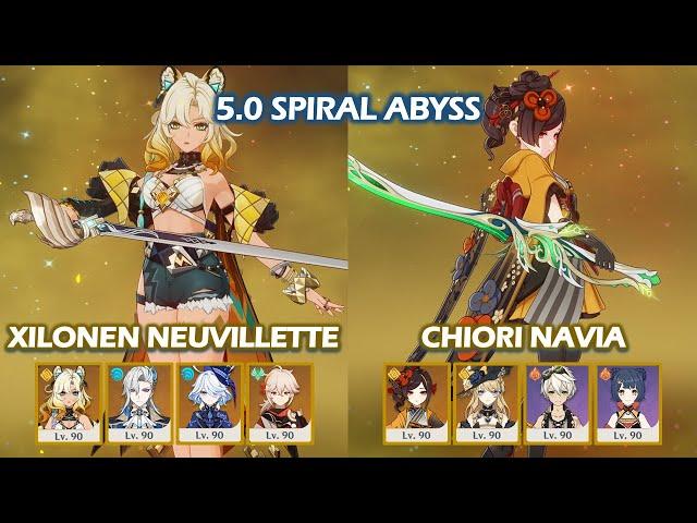 Xilonen Neuvillette & Chiori Navia 5.0 5.1 Spiral Abyss Floor 12 Genshin Impact