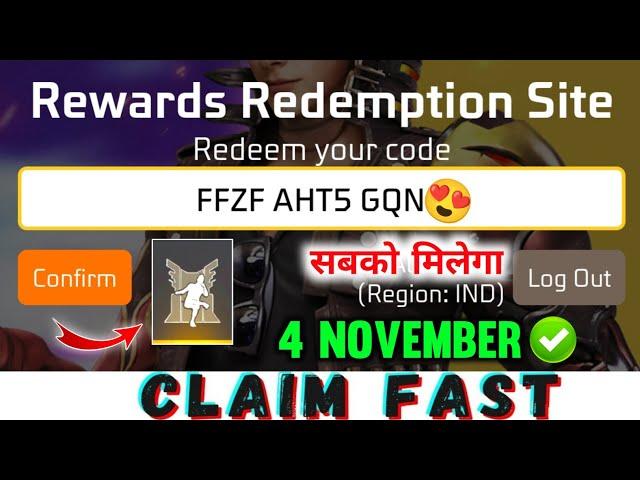 FREE FIRE REDEEM CODE TODAY 4 NOVEMBER REDEEM CODE FREE FIRE | FF REDEEM CODE TODAY 4 NOVEMBER