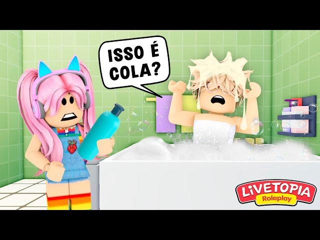 TROQUEI O SHAMPOO DA VOVÓ POR COLA! Historinha Livetopia RP - ROBLOX