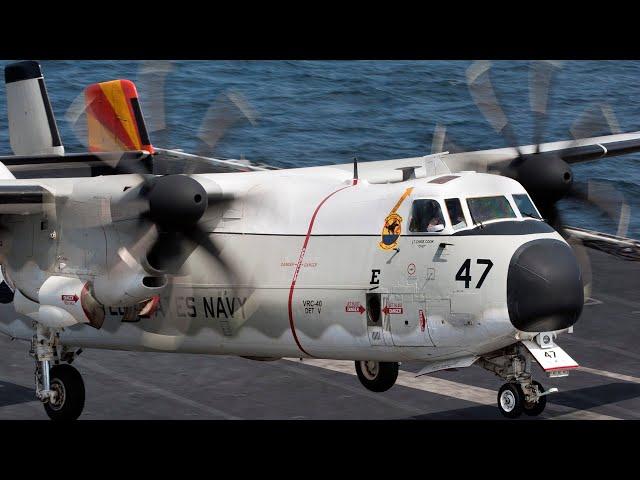 C-2 Greyhound takeoff and landing on U.S Navy Carrier