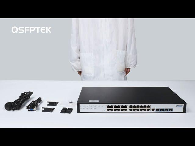 Unboxing S5300-24T4S 24-Port Fanless Gigabit Ethernet L2+ Access Network Switch  | QSFPTEK