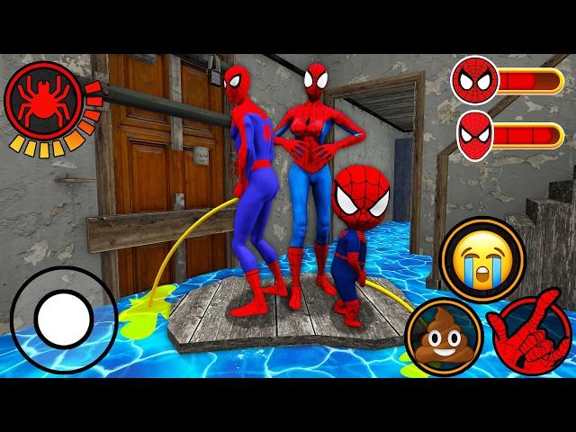 Playing Spiderman Family - Love SpiderMan and SpiderGirlfriend Flood in Granny House