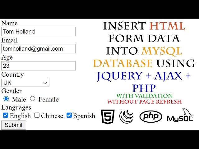 Insert HTML Form Data Into MySQL Database Using jQuery, Ajax, PHP