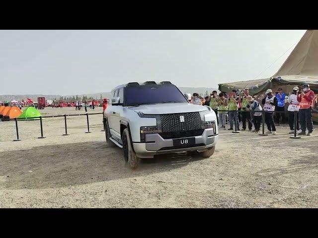 BYD YangWang U8 performs full 360° tank turn in desert