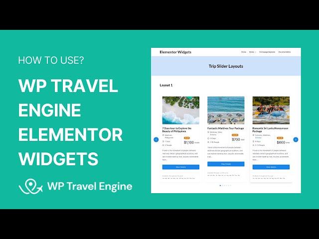 Part 1 - How To Use WP Travel Engine Elementor Widgets | WP Travel Engine Tutorial