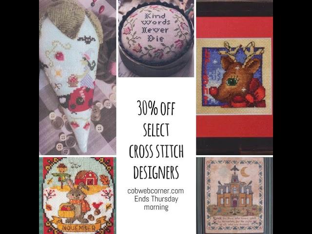 30% off select cross stitch designers at Cobweb Corner Cross Stitch