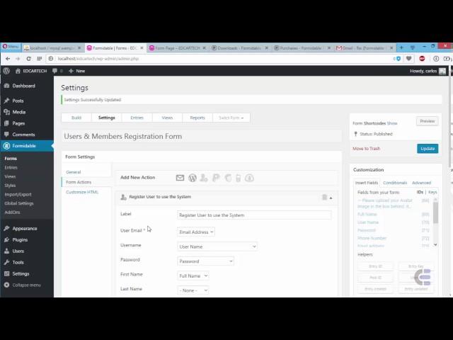 User Registration form  in Formidable Pro