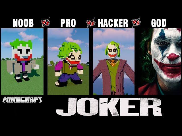 Minecraft Battle: NOOB vs PRO vs HACKER vs GOD: BUILD JOKER CHALLENGE in Minecraft. 13+