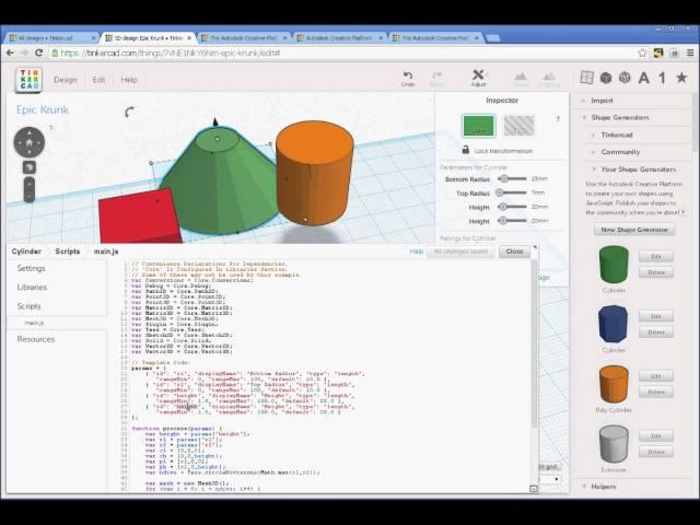 Autodesk TinkerCad: Generating 3D Geometry with JavaScript