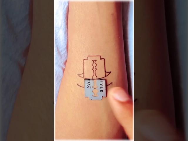 How to make 3d BLADE tattoo with pen on hand.#tattoo #shorts .