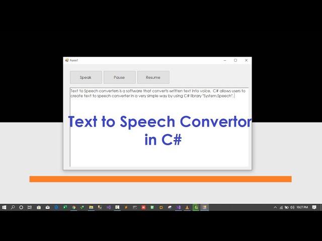 C# - Create Text to Speech Converter