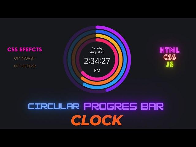 Circular Progress Bar Clock Using HTML CSS JavaScript | Amazing Working Clock | Javascript Project