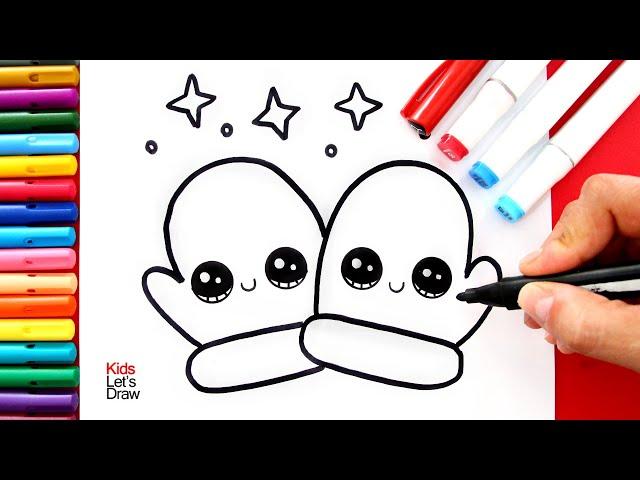 How to Draw and Paint Cute CHRISTMAS GLOVES using markers | #ChristmasArt