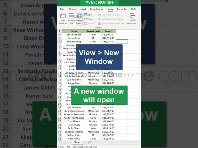 View Multiple Worksheets in Excel  #shorts #myexcelonline #excel
