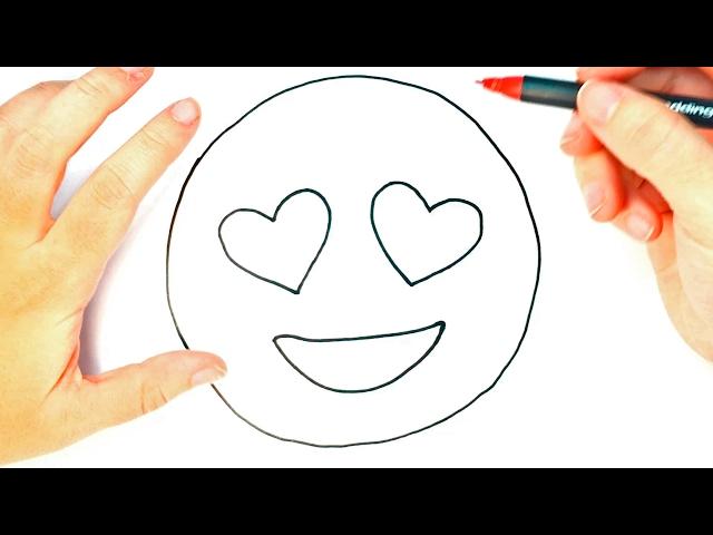 Cómo dibujar un Emoji Enamorado para niños | Dibujo de Emoji Enamorado