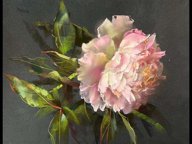 How to paint peonies with soft pastel by Vera Kavura