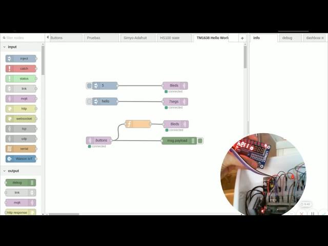 Control a TM1638 Led&Key board over MQTT from Node-Red