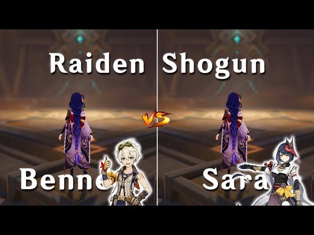 Bennett vs Kujou Sara Best support for Raiden !! how much the difference?? DMG Comparison !!