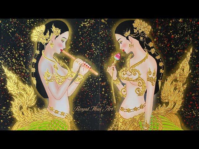 Famous Kinnari Traditional Thai Art Paintings