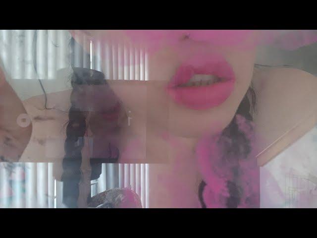 ASMR Glass kissing in pink 