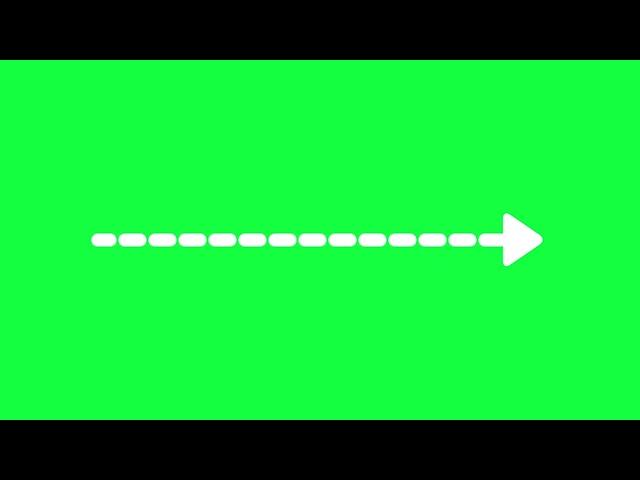 White Dotted Animated Straight Line Arrow on Green Screen Background | 4K | ROYALTY FREE