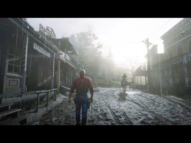 Heavy Rain Walk - 4k HDR Red Dead Redemption 2 Gameplay