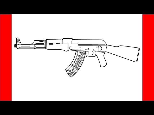 How to draw AKM from PUBG -  Step by Step Drawing