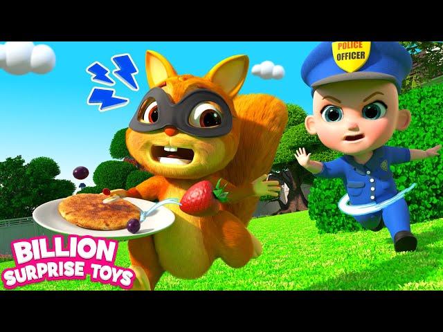 Baby police is ready to catch the naughty squirrel thief. Pretend as policeman! Funny Show for Kids