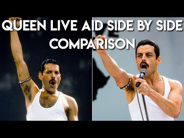 FULL Queen at LIVE AID Side By Side Comparison with Rami Malek (Bohemian Rhapsody 2018)