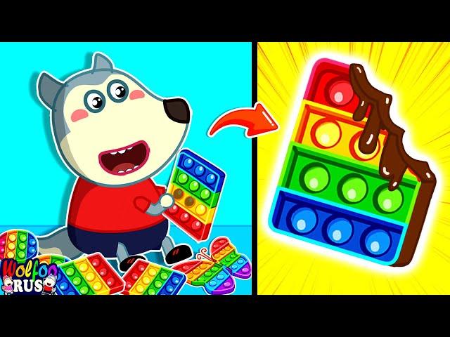 История Вулфу #5 - Не кладите конфеты в шоколад Pop It! | Wolfoo Russian