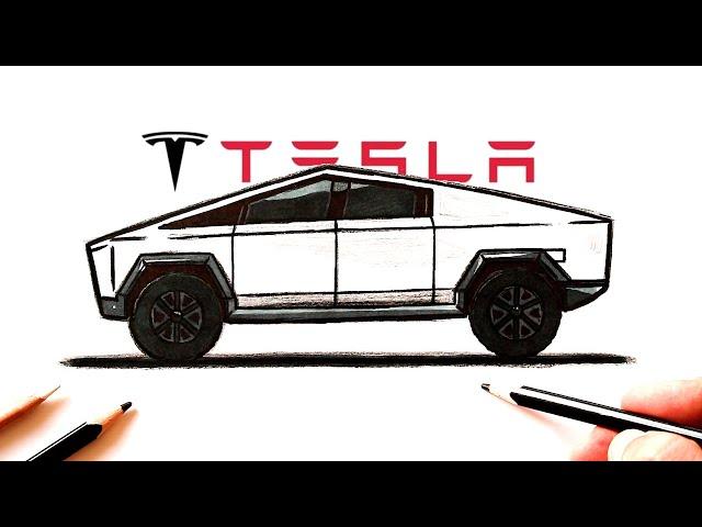 How to draw Tesla Cybertruck | drawings for sketching