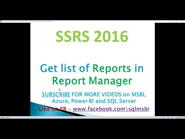 Get list of Reports in deployed in report manager | ssrs list of reports deployed